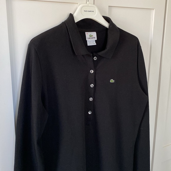 Lacoste Black Long Sleeve Slim Fit Pique Polo - Large - Picture 5 of 8